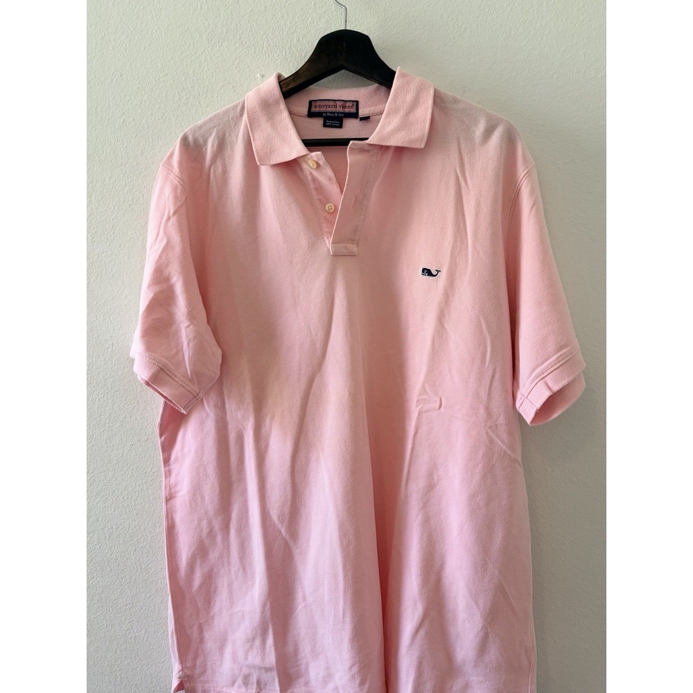 Vineyard Vines Polo Shirt Mens Large Pink Whale Logo Classic Fit Golf Top